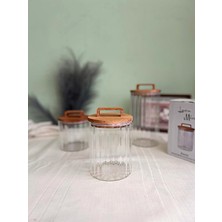 Avora Lüx Akasya Kapaklı Yuvarlak Cam Kavanoz (800 ml 10 x 13 Cm)