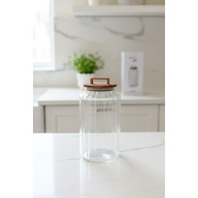 Avora Lüx Akasya Kapaklı Yuvarlak Cam Kavanoz (2800 ml 13,5 x 25 Cm)