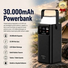 Hızlı Store 30.000MAH Powerbank , 22.5W Hızlı Şarjlı, LCD Göstergeli, Dahili Kablolu Taşınabilir Şarj Cihazı