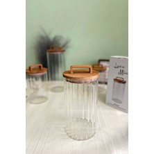 Avora Lüx Akasya Kapaklı Yuvarlak Cam Kavanoz (1100 ml 10 x 18 Cm)