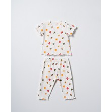 Hafy Baby %100 Pamuk Kız Bebek Çocuk Pijama Takımı Çiçek ve Güneş Desenli