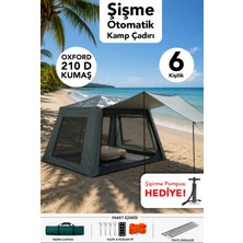 Fischer 6 Kişilik Kamp Çadırı - 4 Mevsim Kullanım Oxford Kumaş Otomatik Kurulum Çadır 233X233X190CM