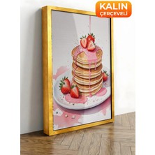 Zestia Gold Çerçeveli Kanvas Tablo Pancake Üzerinde Çilek Premium Seri No 109486