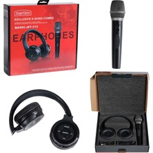 Martino MT-312 Kablosuz Mikrofon Referans Kulaklık Karaoke Seti Tws Özellikli