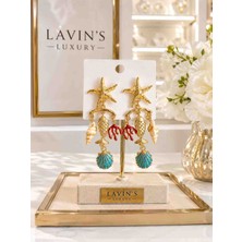 Lavin’s Luxury Lavin's Luxury Marine Charm Premium Küpe – Gold Deniz Temalı Tasarım