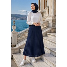 Beyome Kadın Piliseli Beli Lastikli Günlük Şık Etek