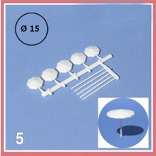 Schulcz 51012 1/333 Ölçek, Şemsiye -Beyaz -15 mm Çap-5 Adet