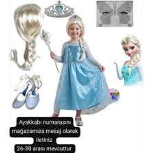 Karlar Ülkesi Peruklu Elsa Elbise Kostüm Takımı - Elsa Tasarım Topuklu Ayakkabı