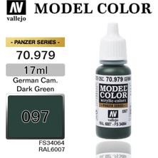 Vallejo 70979 18 Ml. (97) German Cam. Dark Green-Matt, Model Color Serisi Model Boyası