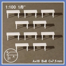 Schulcz 5460202 1/100 Ölçek, 10 Tabels-White-8 x 16 mm