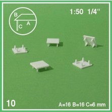 Schulcz 5561102 1/50 Ölçek, Kare Sehpa -16X16X6 Mm--Beyaz -5 Adet
