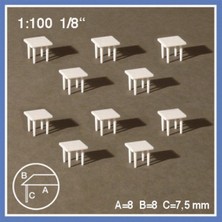 Schulcz 546070 1/100 Ölçek, -Kare Masa-Beyaz-10 Adet