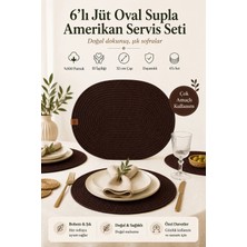 Fabrix Home 6 Adet Kahverengi Oval Jüt Supla / Amerikan Servis Lux Sunum Tabak Altlığı