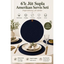Fabrix Home 6 Adet Lacivert Jüt Supla / Amerikan Servis Lux Sunum Tabak Altlığı