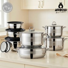 Amboss Kitchenpro 17 Parça Paslanmaz Çelik Karıştırma, Saklama & Tencere Seti