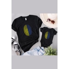 Tshirthane Sarı Lacivert Parmak İzi Baba Oğul Kız (TEK ÜRÜN FİYATI KOMBİN YAPMAK İÇİN 2ADET SEPETE EKLEYİNİZ)