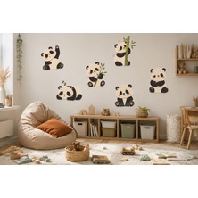 6'lı Panda Duvar Sticker Seti – Kreş, Bebek ve Çocuk Odası Dekoru