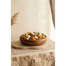 Kitchen Life Akasya Yuvarlak Çok Fonksiyonlu Meyvelik,salata Sunum Kasesi Dekoratif Kase 24 cm