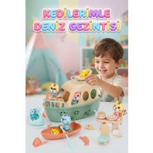 Tıfıl Toys Kedi Deniz Gezintisi Tekne ve Aksesuar Oyuncakları Eğitici Banyo ve Figürlü Oyun Seti