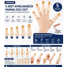 Anpıng 5 Adet Ayarlanabilir Parmak Ateli Seti – Nefes Alabilir Pe Parmak Destekleri | Xs, S, M, L, Xl | Günlük Kullanım, Çatlak / Incinme ve Spor Için