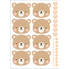 Ayıcık ve Kalp Desenli Duvar Stickerı | Çocuk Odası Dekoru | Kendinden Yapışkanlı Sticker