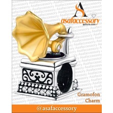 Asaf Accessory Gramafon Charm Asafaccessory Sarı