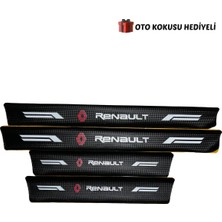 Autowise Kırmızı Renault Logolu Karbon Kapı Eşiği Koruyucu Bant Folyo 4'lü Set