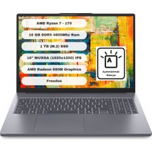 Lenovo Ideapad Slim 3 16ARP10 83K80084TR Amd Ryzen 7 170 16GB 1tb SSD 16 Inch Wuxga Freedos