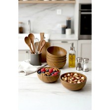 Kitchen Life Ahşap Görünümlü Çerezlik Kase Yuvarlak Sunumluk Sunum Kasesi 10 cm