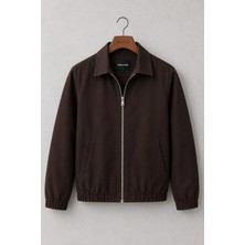 Mero Life Erkek Basic Old Money Fermuarlı Oversize Mevsimlik Polo Yaka Gabardin Kumaş Ceket