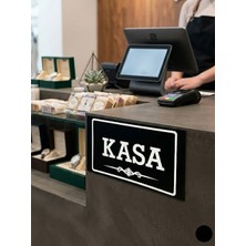 Sayılı Collection Ahşap Dekoratif Kasa Tabelası Modern Kasa Levhası Cafe Restoran Mağaza Dükkan Kasa Yazısı (27X15) cm