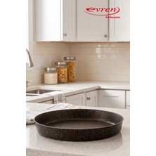 EVREN MUTFAK 26 cm Gold Stone Pırlanta Yuvarlak Fırın Tepsisi 2,2 Lt, Yapışmaz Taban Fırın Börek Tepsi 26 CM
