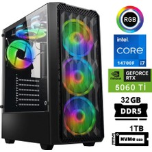 Xaser Delux X94 I7 14700F 32GB Ddr5 Ram 1tb M.2 Nvme SSD 8gb RTX5060 Ti Oyuncu Tavsiye Sistem
