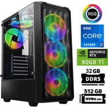 Xaser Delux X93 I7 14700F 32GB Ddr5 Ram 512GB M.2 Nvme SSD 8gb RTX5060 Ti Oyuncu Tavsiye Sistem