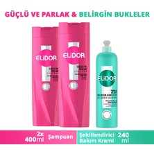 Elidor Şampuan Güçlü ve Parlak 400 ml x2 + 7/24 Şekillendirici Bakım Kremi 240 ml