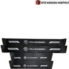 Autowise Volkswagen Ww Logolu Karbon Kapı Eşiği Koruyucu Bant Folyo 4'lü Set