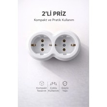Timsal Elektrik 2li Ikili Düz Fiş Priz Topraklı Anahtarsız Model Timsal Serisi