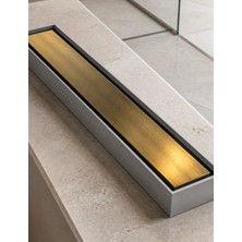 İsaoğlu Yapı Antik Gold Duş Kanalı 40 cm Lineer Duş Gideri Antibakteriyal Koku Yapmayan Tasarım Eskitme Gold Renk