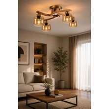 Weston 4 Lü Naturel Bal Camlı Plofonyer Avize