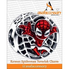 Asaf Accessory Kırmızı Spiderman Yuvarlak Charm Çok Renkli