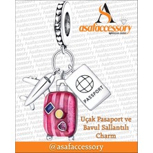 Asaf Accessory Kırmızı Bavul Uçak Pasaport Charm Asafaccessory