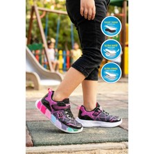 Ruffon 1035 F Siyah-Fuşya Kız Çocuk Spor Ayakkabı
