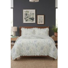 Lal Home Deco Flowers Çift Kişilik Yatak Örtüsü Seti 240x260cm - Volanlı 2 Yastıklı %100 Polyester