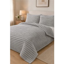 Lal Home Deco Serra Rabit Çift Kişilik Yatak Örtüsü Seti 230X250CM - Wellsoft 2 Yastıklı Lüks Yumuşak Dokulu - Gri