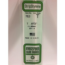 Evergreen 763 1.85X355 Mm. T Profil Polistren Çubuk-4 Adet- Beyaz
