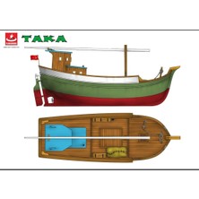 TürkModel Türk Model 1/35 121 Taka Karadeniz Balıkçı Teknesi, 38 cm. Ahşap Model Kiti