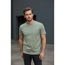 Piyera Erkek Yeşil Oversize Bisiklet Yaka Normal ve Battal Beden T-Shirt - 172