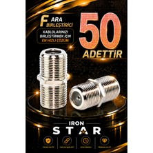 Iron Star 50 Adet F Ara Birleştirici / F Dişi Dişi Adaptör / F Konnektör Ara Ek Aparatı / Uydu Kablosu Ek Aparatı / Kablo Birleştirici / Anten Kablosu Ara Birleştirici /konnektör-Kornektör-Jak-Bağlantı Aparatı
