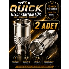 Iron Star 2 Adet Quick Konnektör / Hızlı Konnektör Uydu Fişi / Tv Anten Quick F Konnektör / Uydu Kablosu Hızlı Konnektör / F Erkek Quick Konnektör / Rg6 Anten Kablosu Quick Fiş / Uydu Anten Konnektörü