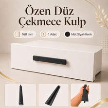 Badem10 Özen Düz Mat Siyah Metal Çekmece Kulpu 160 mm Mobilya Dolap Kapak Kulp Mutfak Banyo Vestiyer Kulbu